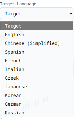 Choose target language