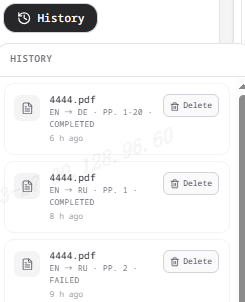 Translation history